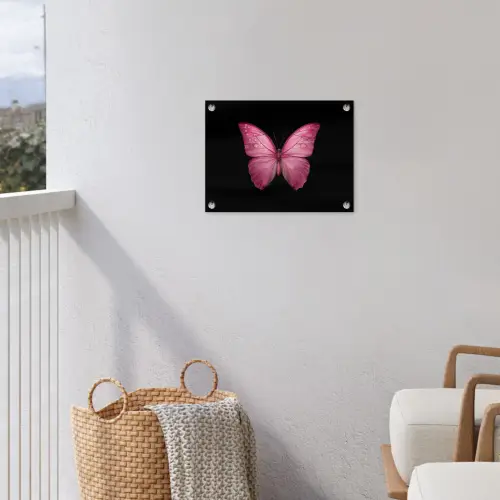 Vlinder - roze - Elegant tuinposter los doek klein -sfeer8