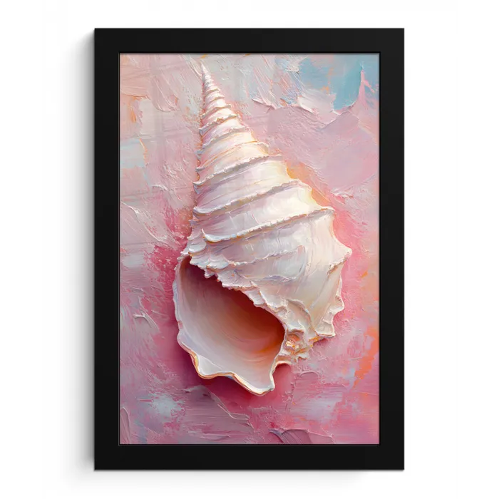 Schelp - Pastel - Pink fotolijst zwart zonder passe partout klein -3d