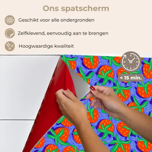 Aardbei - Rood - Blauw - Patroon keuken achterwand spatscherm klein 900 -spatscherm_NL