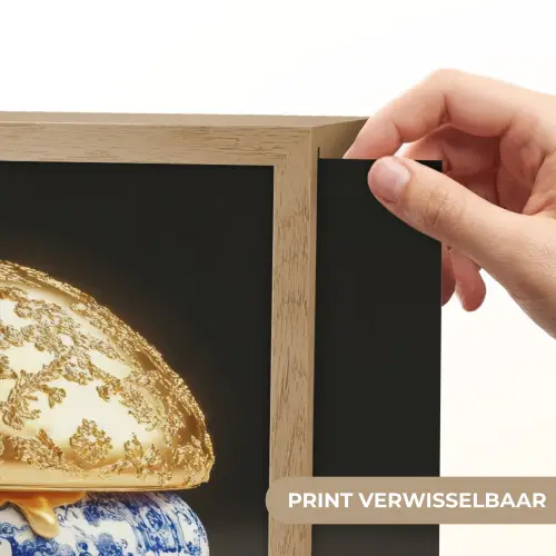 Delftsblauw - Goud - Burger Light Box met batterij (Wandlamp) middel -USP_websiteprintNL