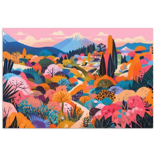 Witte bergtop - Modern - Kleurrijk poster papier klein -3d
