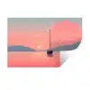Zeilboot - Roze zee - Zonsondergang - Bergen Muursticker klein -3d