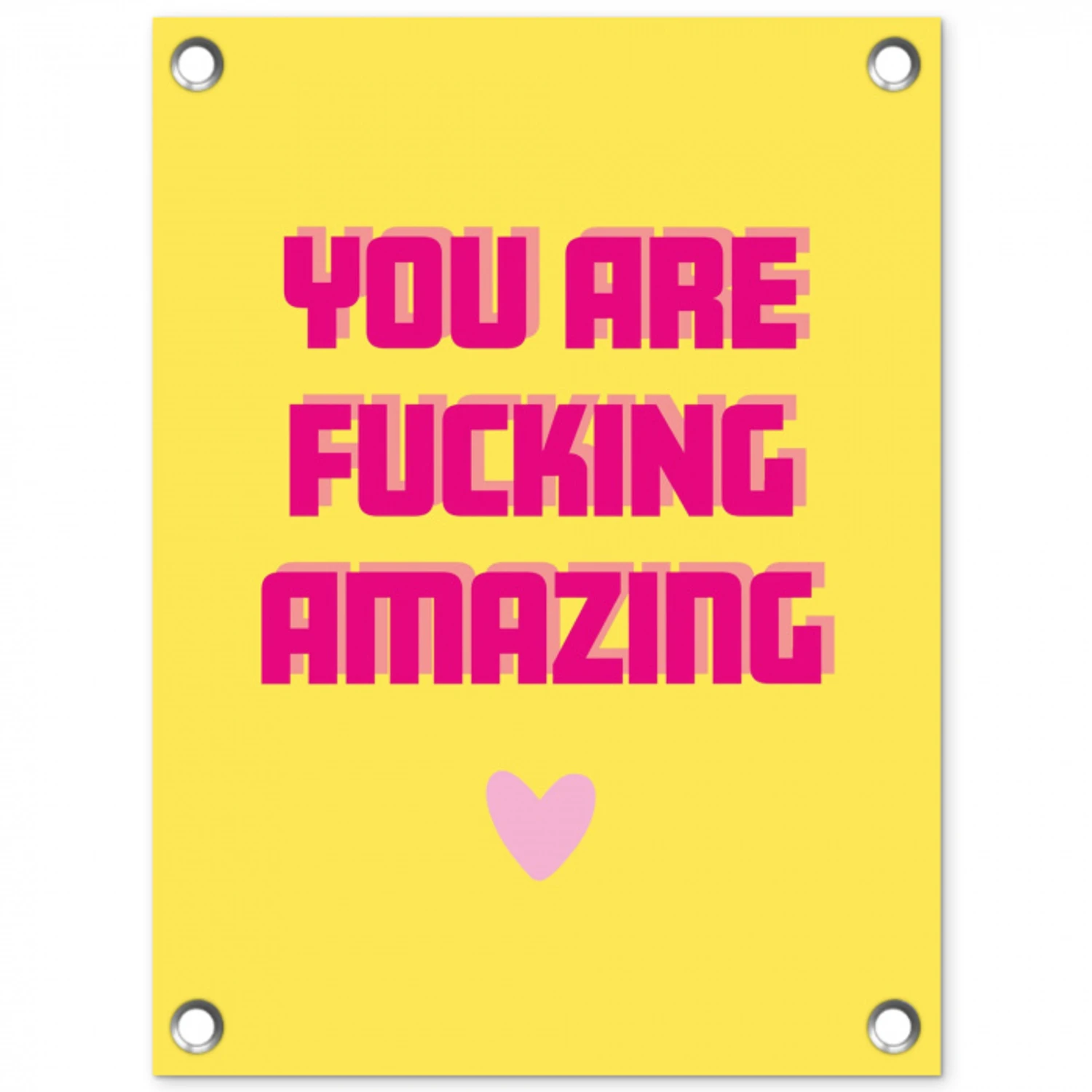 Geel - Valentijn - Tekst tuinposter los doek klein -3d