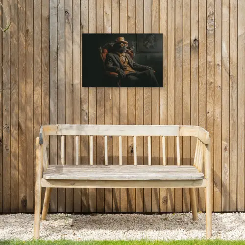 Kat - Pak - Oranje - Sigaar Tuinposter op houten frame 2 cm dik klein -sfeer4