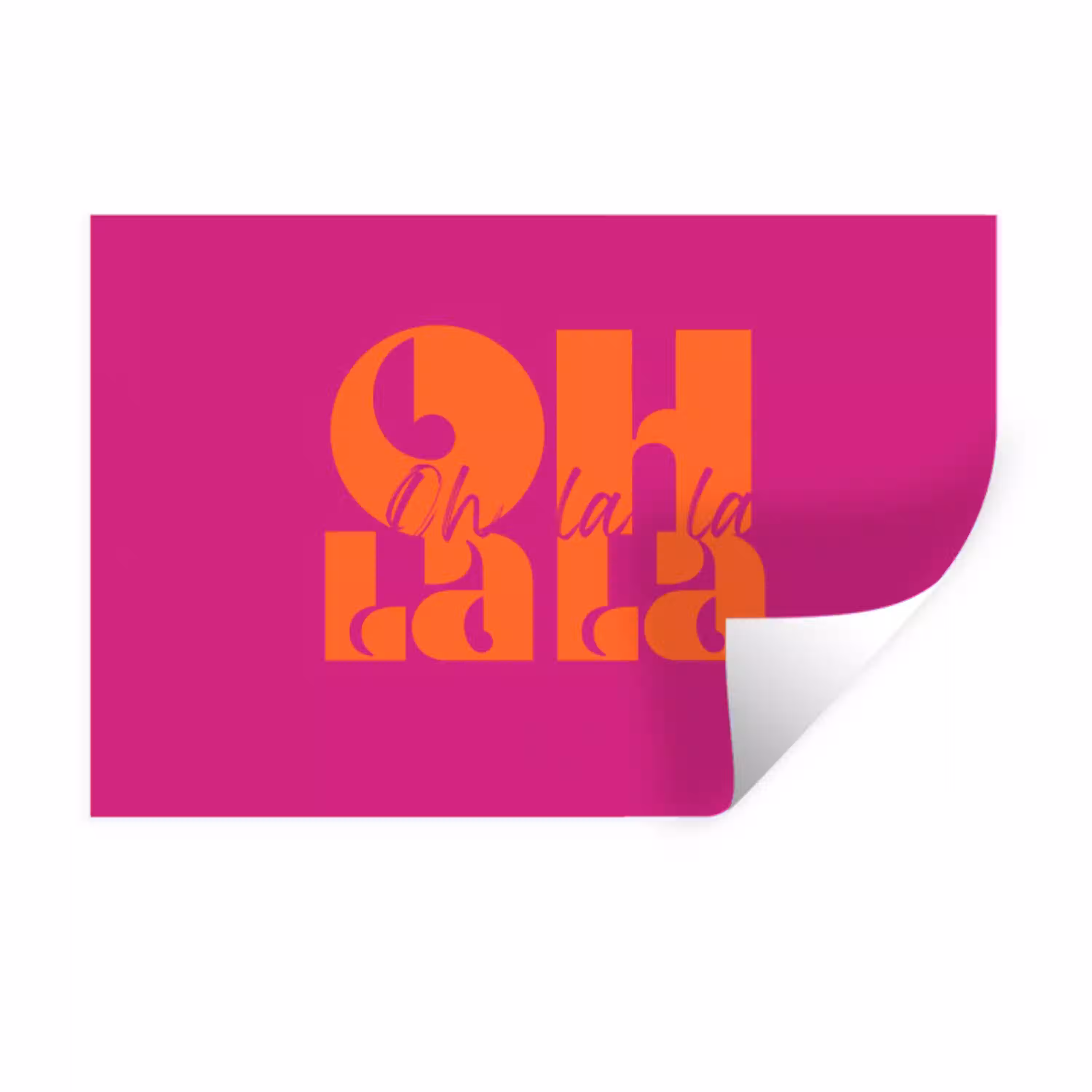 Oh la la - Roze - Oranje - Gestapelde letters Muursticker klein -3d