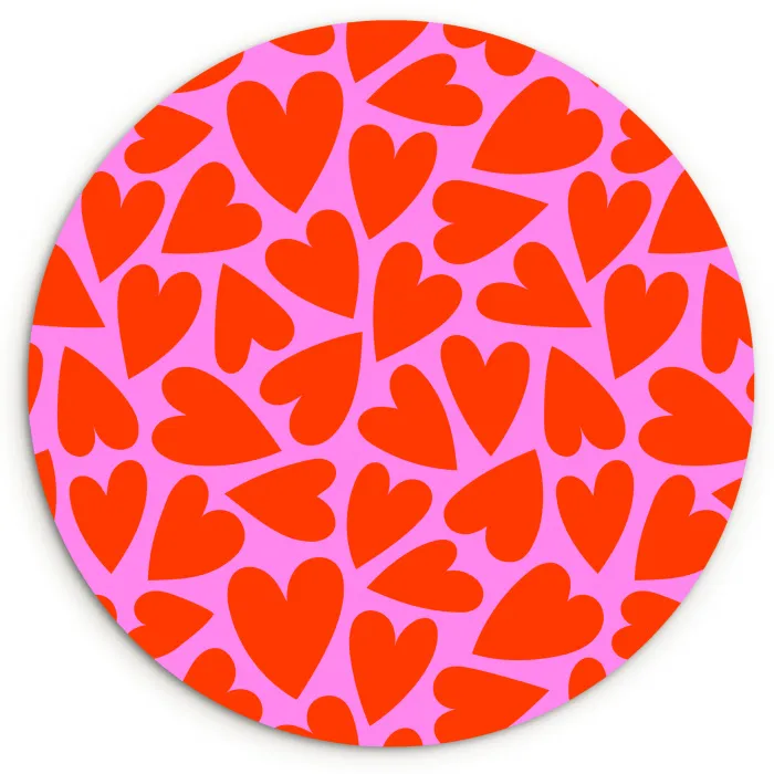 Valentijn - Patroon - Roze - Rood Wandcirkel plexiglas klein 852 -3d