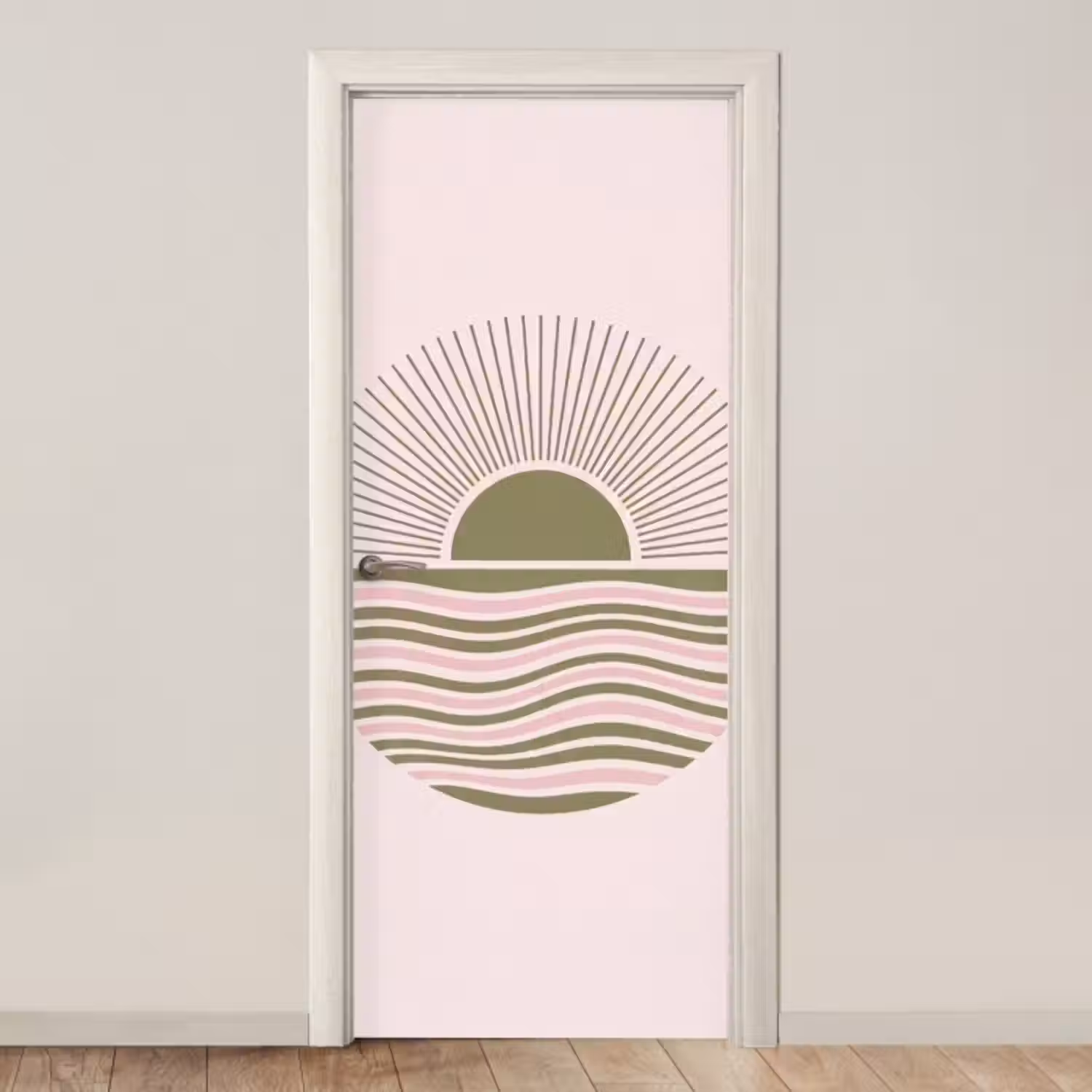 Deursticker - Zon - Zee - Abstract - Modern - Roze