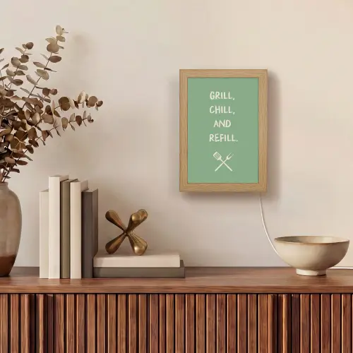 Grill - Groen - Zomer - Quote Light Box met kabel (Tafellamp) klein -sfeer2