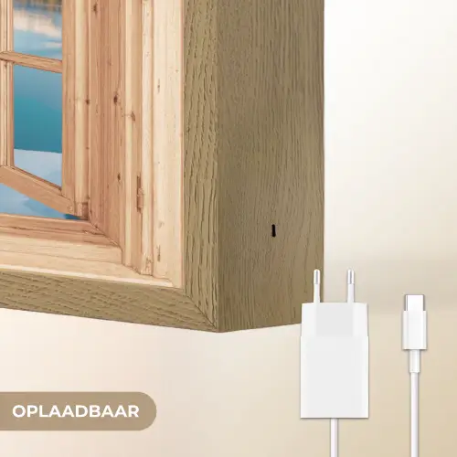 Doorkijk - Landschap - Winter - Meer - Bergen - Uitzicht Light Box met batterij (Wandlamp) middel -USP_websiteoplaadbaarNL