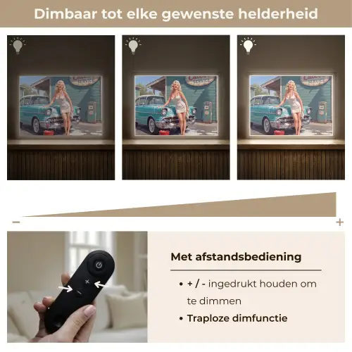 Auto - Vrouw - Groen Light Box met batterij (Wandlamp) middel -USP_dimbaarNL