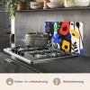 Bloemen - Bladeren - Abstract - Zwart keuken achterwand spatscherm klein -usp_NL