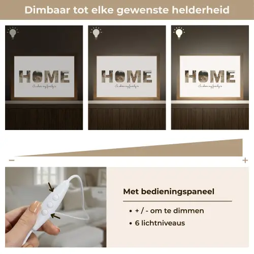 Home - Lettercollage Light Box met kabel (Tafellamp) klein -USP_dimbaarNL