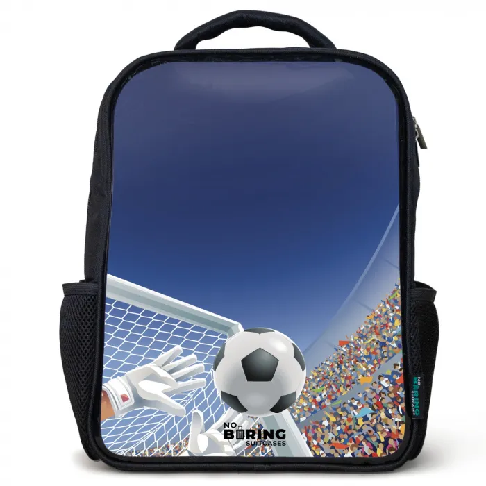 Keeper die een voetbal tegenhoud Rugzak - Zwart middel -3d