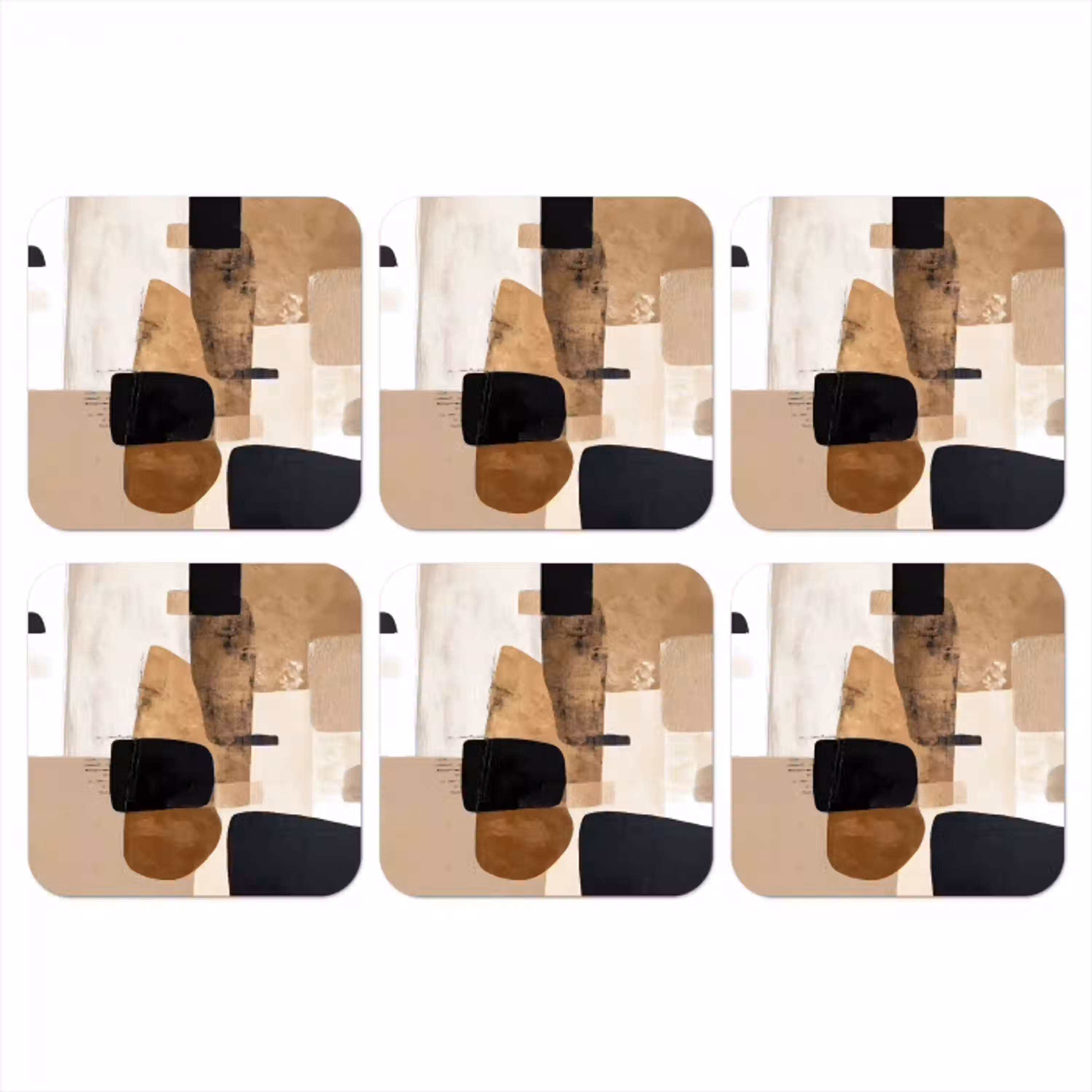 Vlakken - Abstract - Zwart - Strepen onderzetter kurk middel -3d