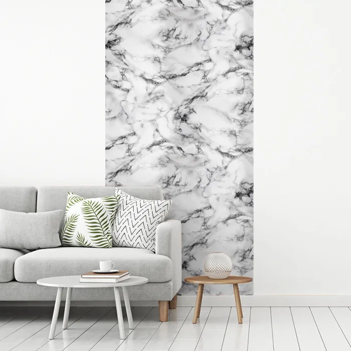Marmer - Zwart - Dramatisch - Wit fotobehang vinyl groot 64 -woonkamer