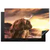 Schotse hooglander - Zon - Horizon - Koe - Dieren Inductie beschermer vinyl 3mm klein -3d