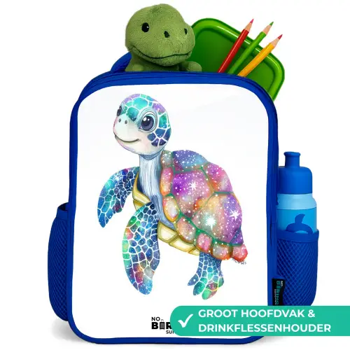 zeeschildpad vol kleuren Kinderrugzak - Blauw middel -inhoud_NL