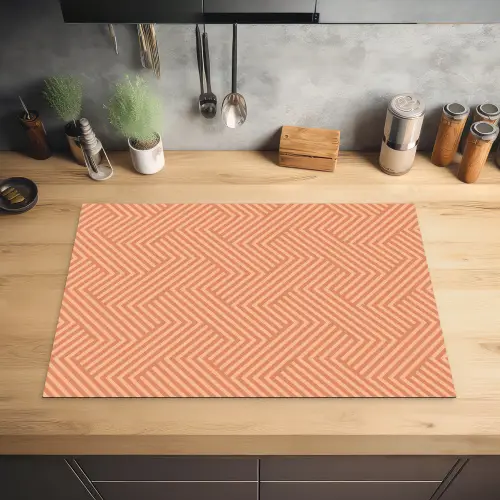 Oranje - Strepen - Patroon Inductie beschermer vinyl 3mm klein 276 -sfeer5