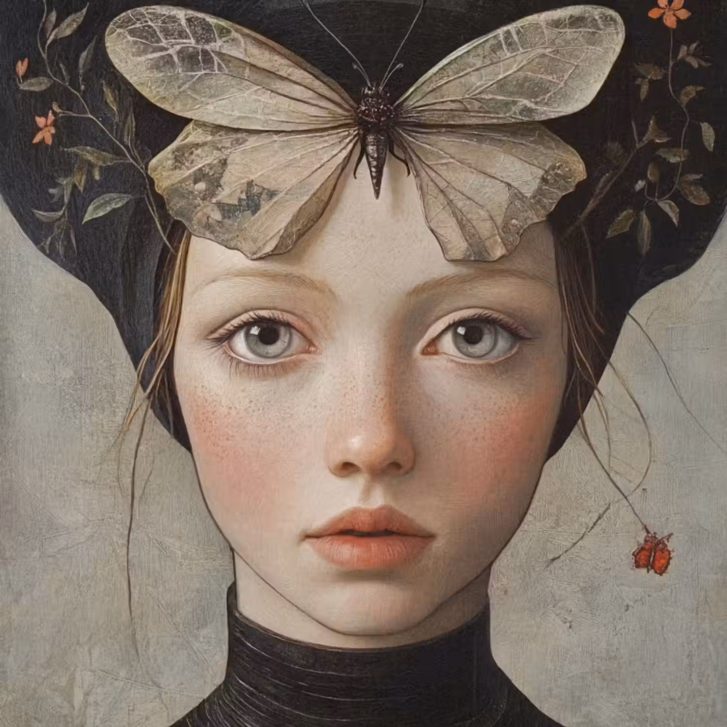Behang - Woman - Butterfly - Art - Classic - Muted
