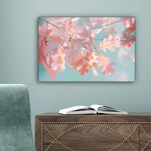 Eikenbladeren - Takken - Roze canvas 2cm klein -sfeer4