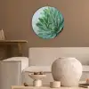 Vetplant - Bladeren - Groen - Wazig Akoestische PET Vilt - Rond klein -sfeer1