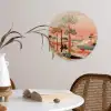 Roze landschap - Palmen - Water Wandcirkel kunststof plaat 5mm dik klein -sfeer4