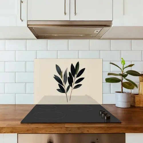 Ovaalvormige bladeren - Diep groen - Symmetrisch keuken achterwand spatscherm klein -sfeer2
