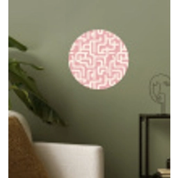 Doolhofpatroon - Roze - Wit - Abstract Wandcirkel behangsticker klein 186 -sfeer2