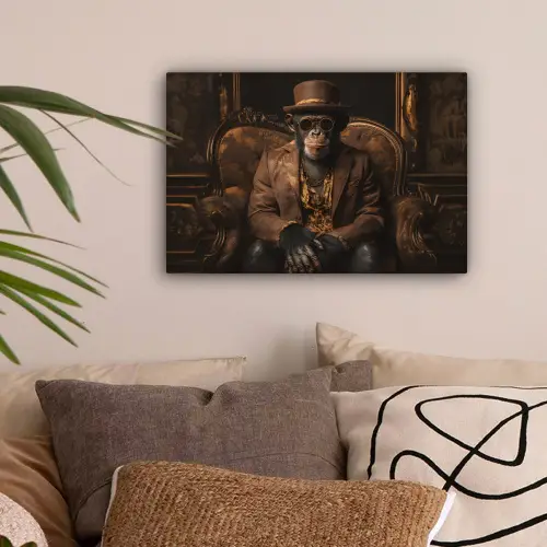 Chimpansee - Stoel - Pak - Bruin canvas 2cm klein -sfeer1