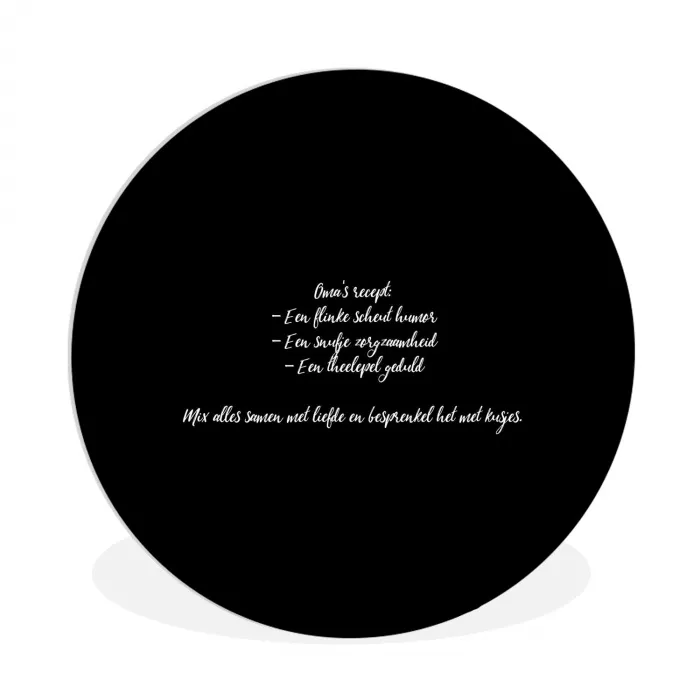 Oma's recept - Koken - Quotes - Spreuken - Oma Wandcirkel kunststof plaat 5mm dik klein -3d