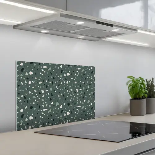 Terrazzo -  Patroon - Kleurrijk - Groen keuken achterwand spatscherm klein 900 -3d_schuin