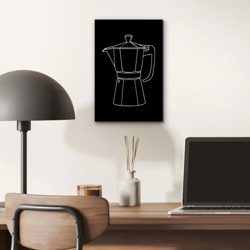 Mokkapot - Zwart - Wit - Lijntekening aluminium wit klein -sfeer5