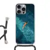Vrouw - Water - Bikini - Oranje Hoesje iPhone 16 Pro Max met koord klein -3d