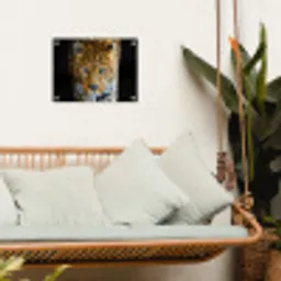 Luipaard - Dieren - Portret - Wilde dieren - Zwart tuinposter los doek klein -sfeer7