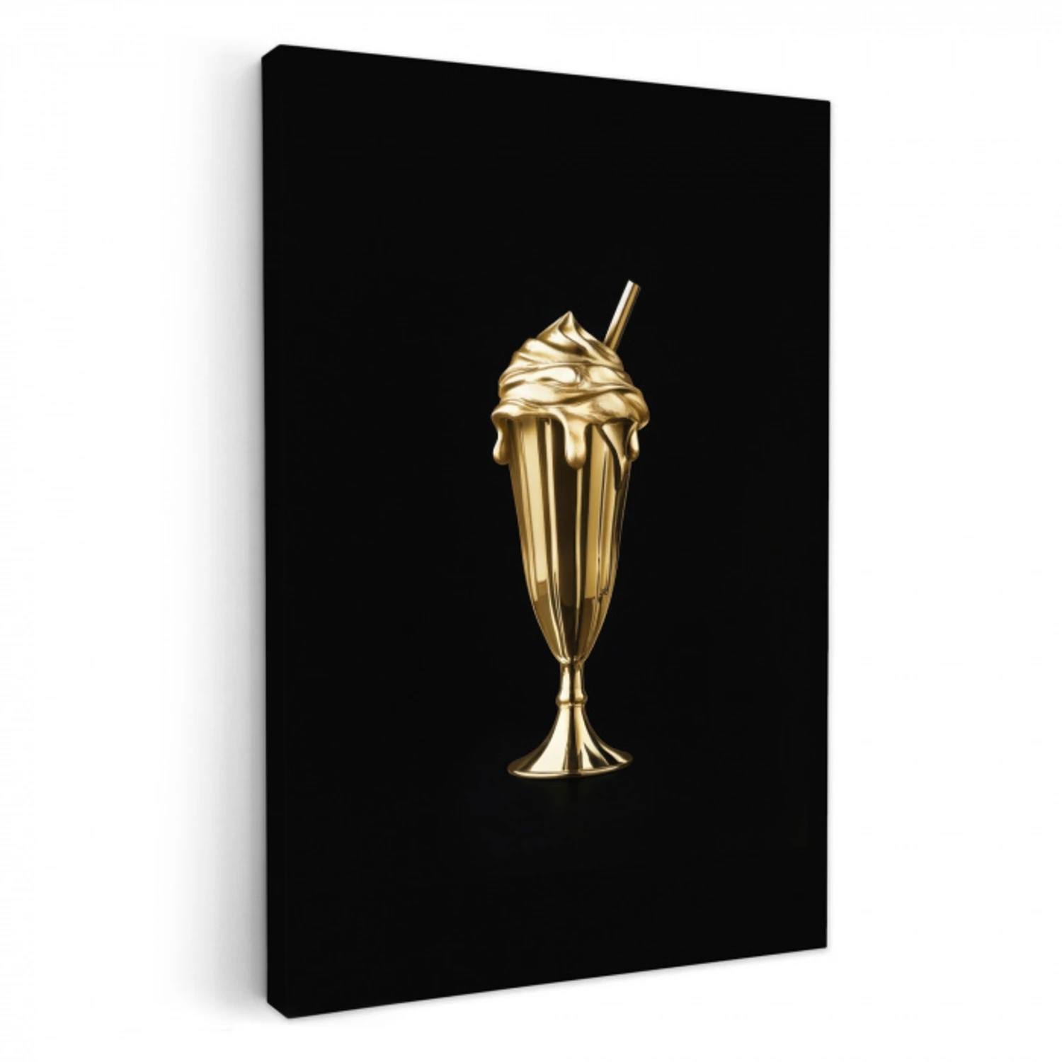 Milkshake - Goud - Drinken - Zwart KitchenYeah - Keuken - Canvas klein -3d