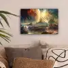 Gebergte - Planeet - Ruimte - Sterren canvas 2cm klein -sfeer1