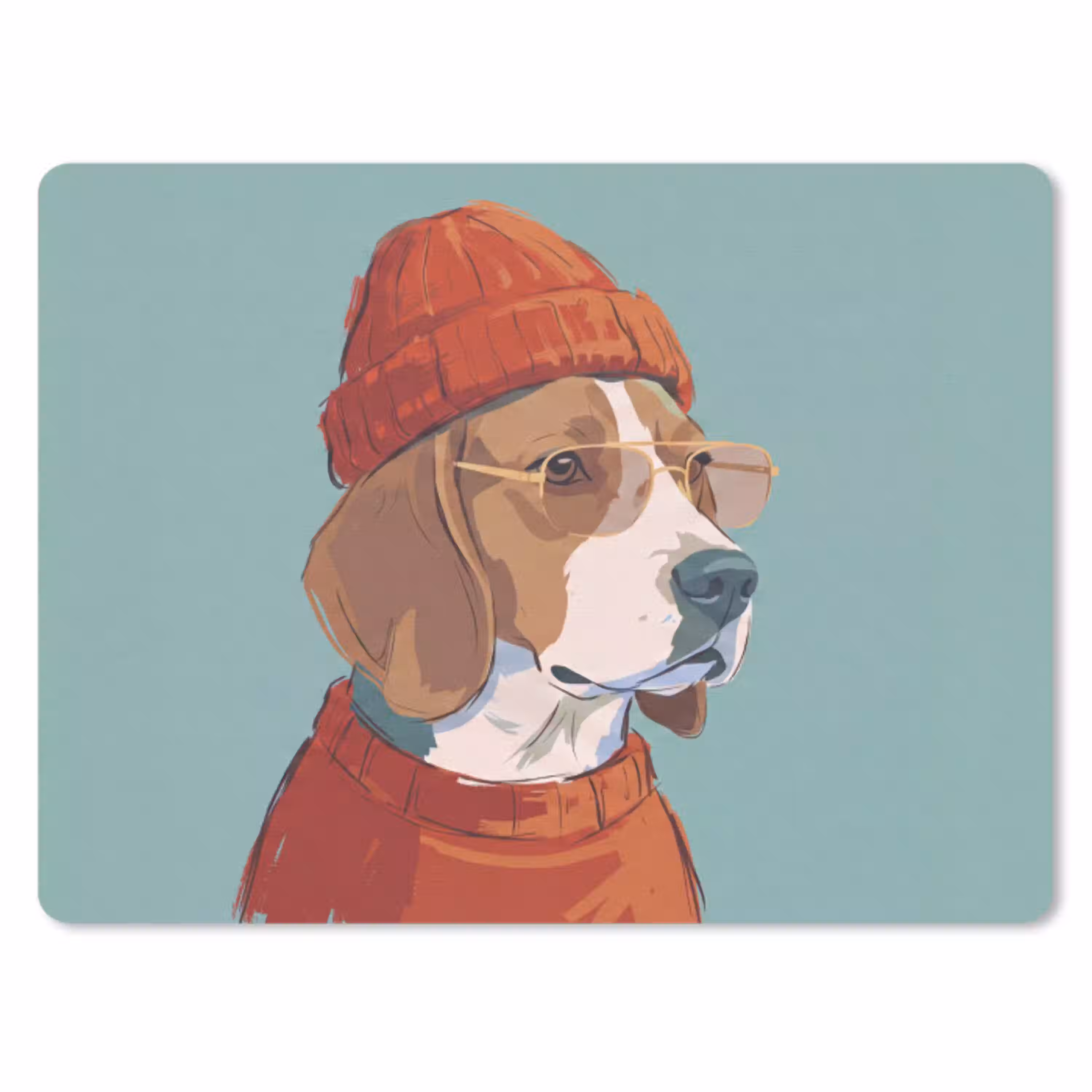 Hond - Beanie - Zonnebril - Dieren - Modern muismat rubber klein -3d