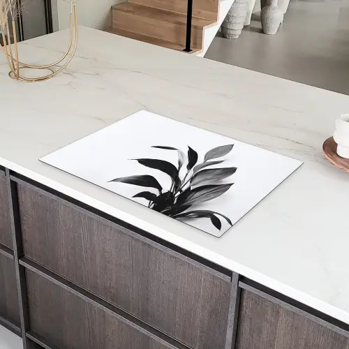 Plant - Bladeren - Minimalistisch - Zwart Inductie beschermer vinyl 3mm klein -sfeer8