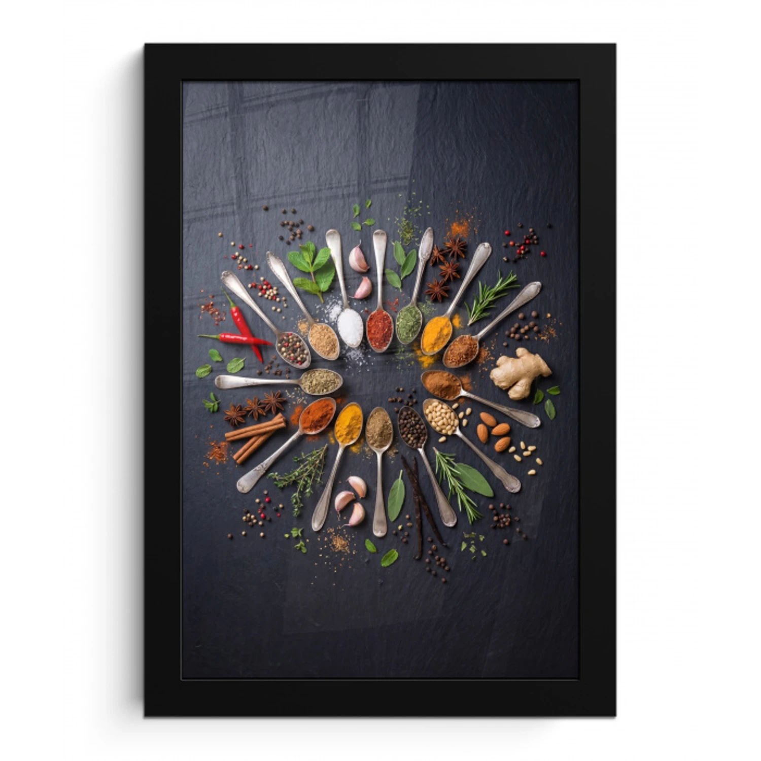 Kruiden - Lepels - Culinair - Kleurrijk - Sfeervol fotolijst zwart zonder passe partout klein -3d