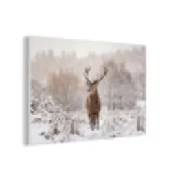 Edelhert - Bos - Sneeuw - Winter - Majestueus forex 5mm xxl -3d