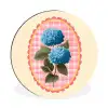 Bloemen - Blauw - Lijst - Bladeren Wandcirkel aluminium klein -3d