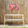 Roze - Bloemen - Wit - Oranje Tuinposter op houten frame 2 cm dik klein -sfeer4