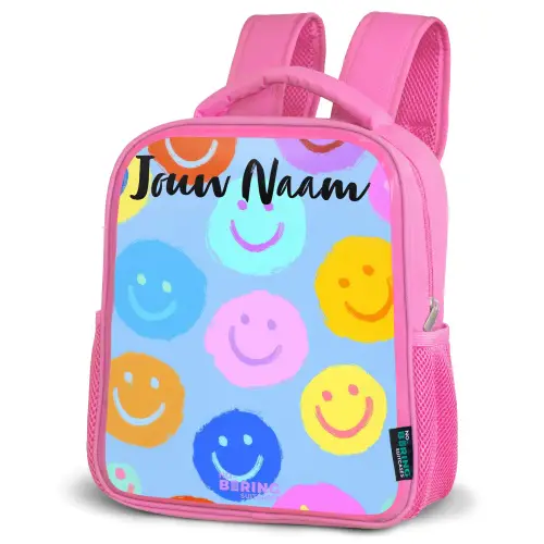 Vrolijk patroon van smileys Kinderrugzak - Roze middel -schuin