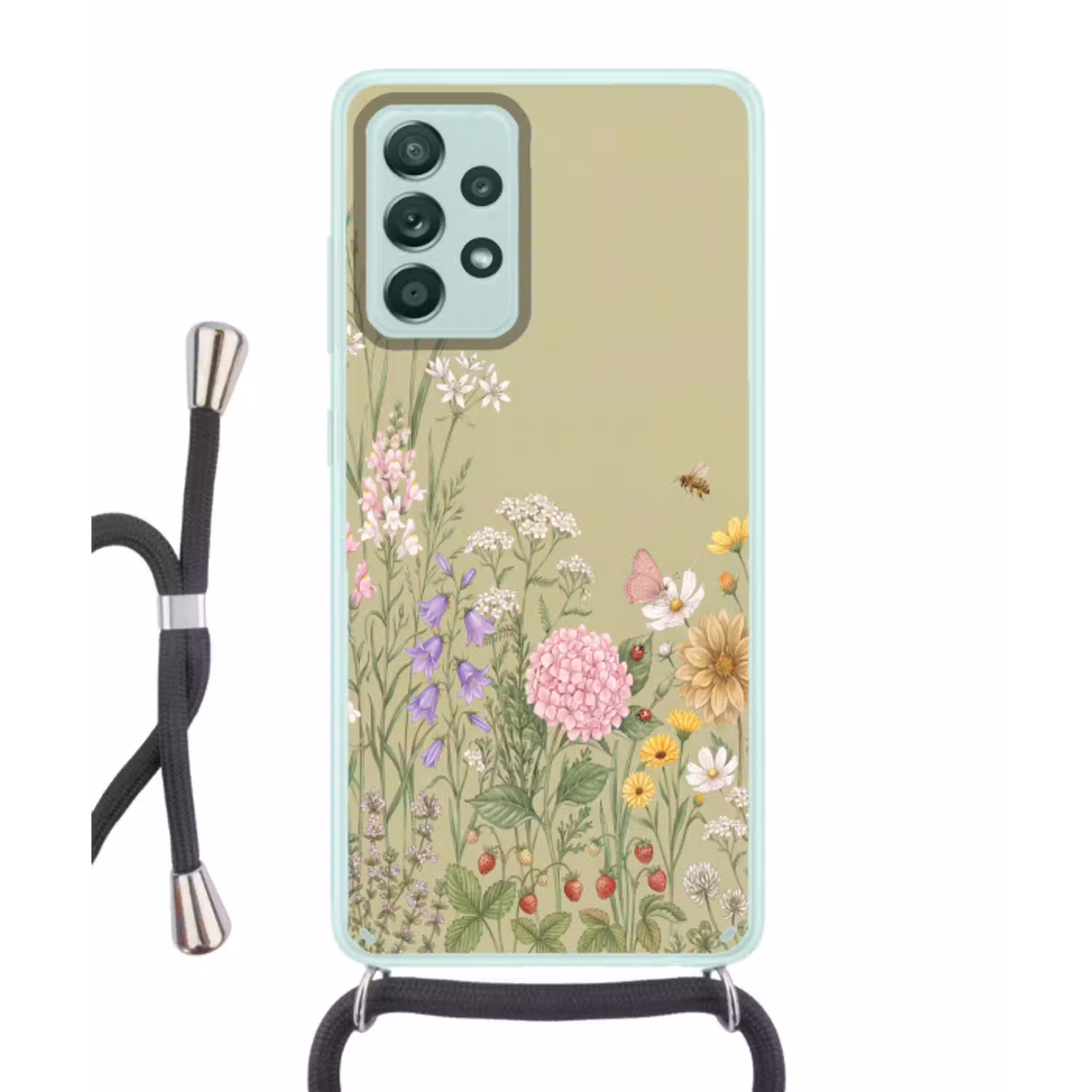 Botanisch - Bloemen - Kleurrijk Hoesje Samsung Galaxy A52 met koord klein -3d