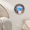 Doorkijk - Poort - Zee - Strand - Rotsen Wandcirkel kunststof plaat 5mm dik klein -sfeer5