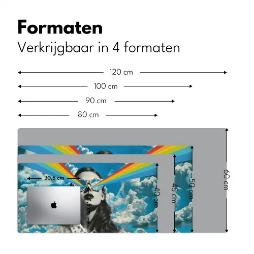 Vrouw - Bril - Regenboog - Wolken Muismat XXL klein -sfeer5