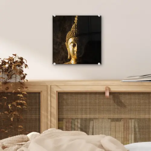 Buddha - Boeddha beeld - Goud - Spiritueel - Zwart plexiglas 5mm klein -sfeer4