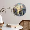 Zeilboot - Zon - Pier - Hout Wandcirkel plexiglas klein -sfeer4