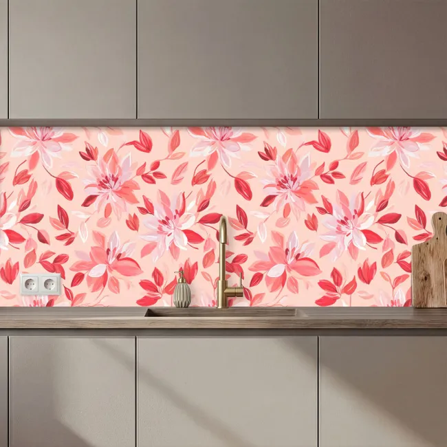 Keuken achterwand - Botanisch - Bloemen - Rood