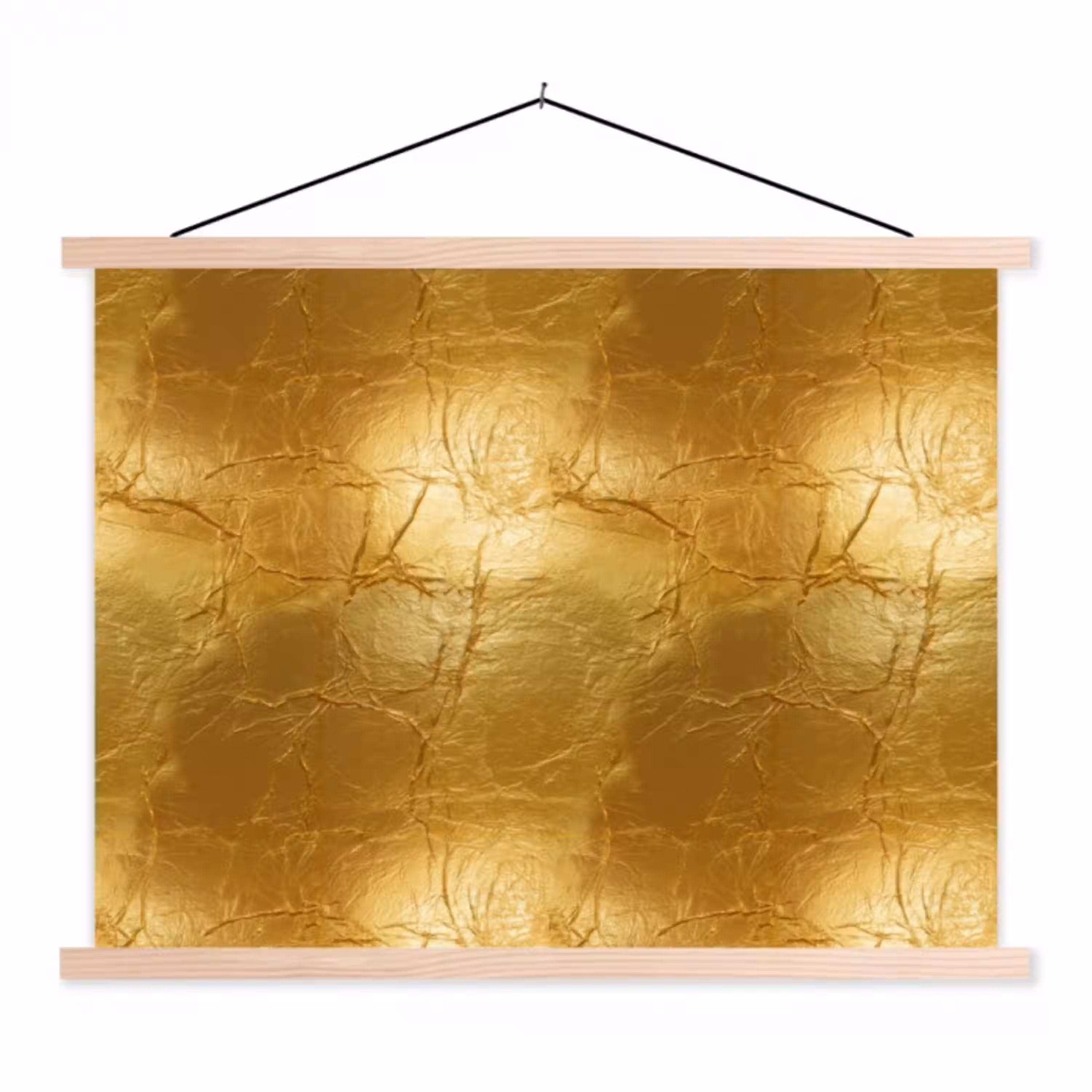 Bladgoud - Vintage - Textuur - Warm Goud textielposter latten blank klein 122 -3d